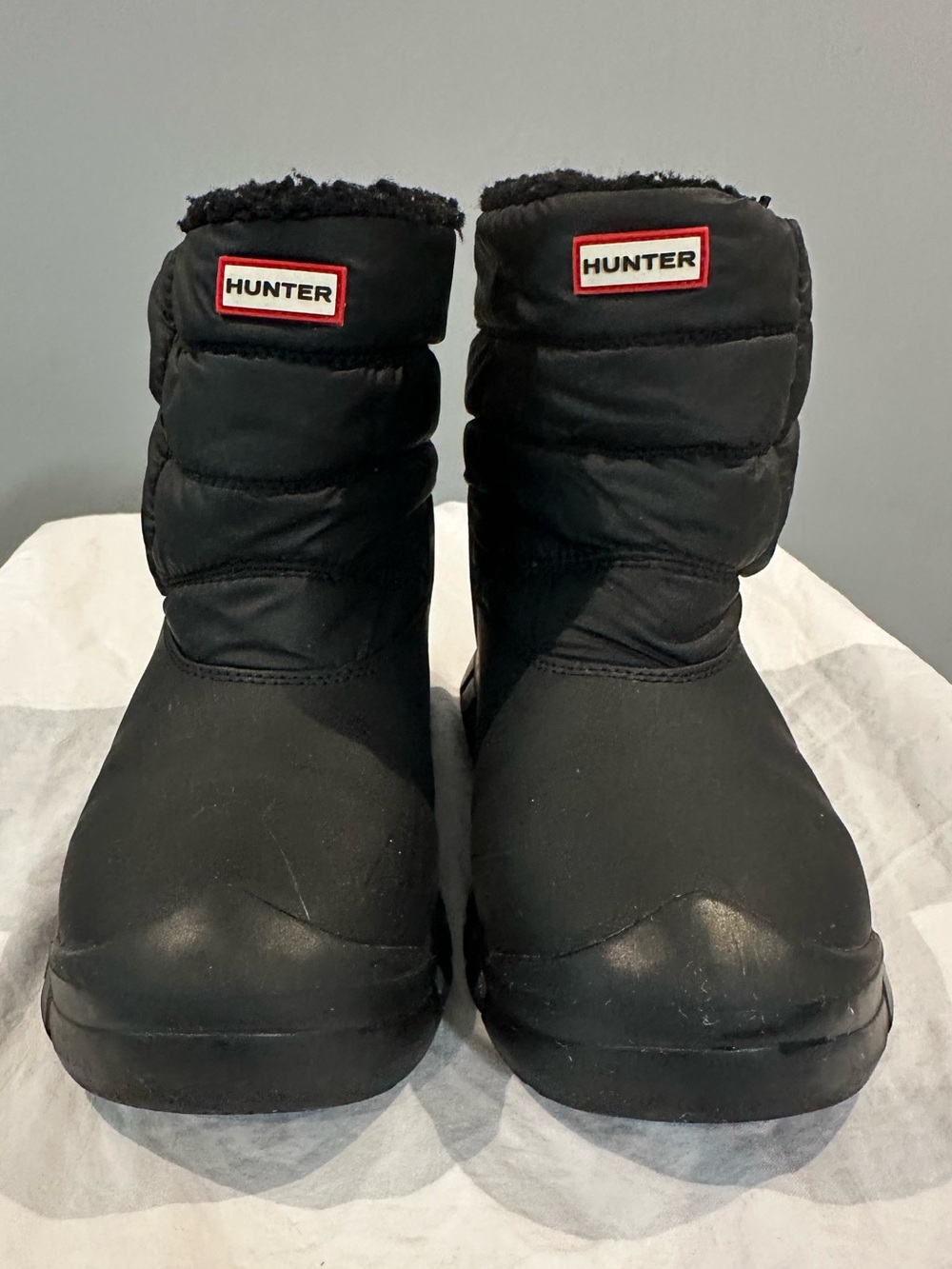 Hunter Kids Black Winter Snow Boots with Fleece Cuff